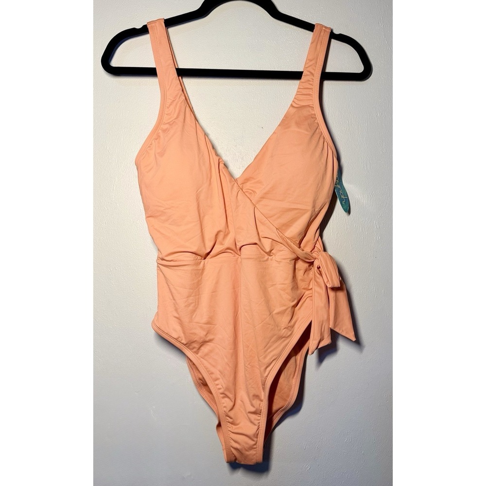 Mynah Wrap One Piece Swimsuit Women's Size Medium Coral Medium Coverage NWT